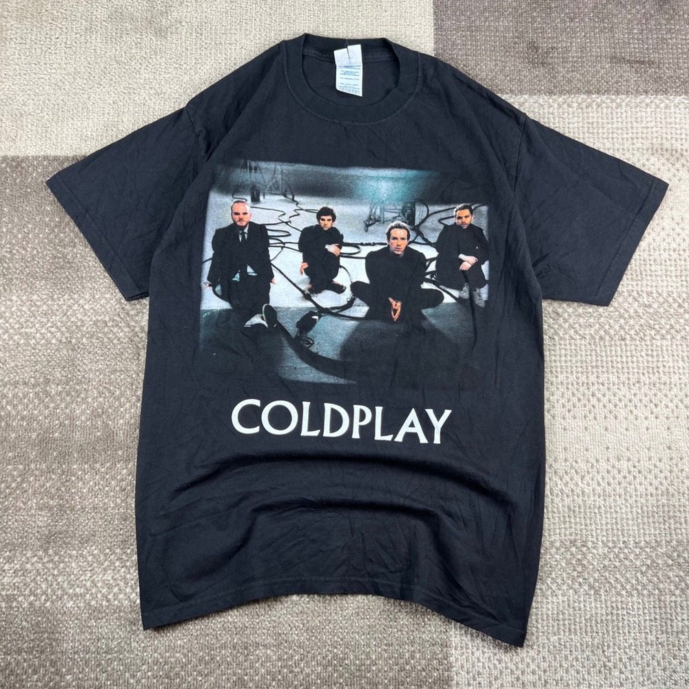 Coldplay X&Y 2005 North American Tour T-Shirt Mens M Black Delta Tag Band Tee